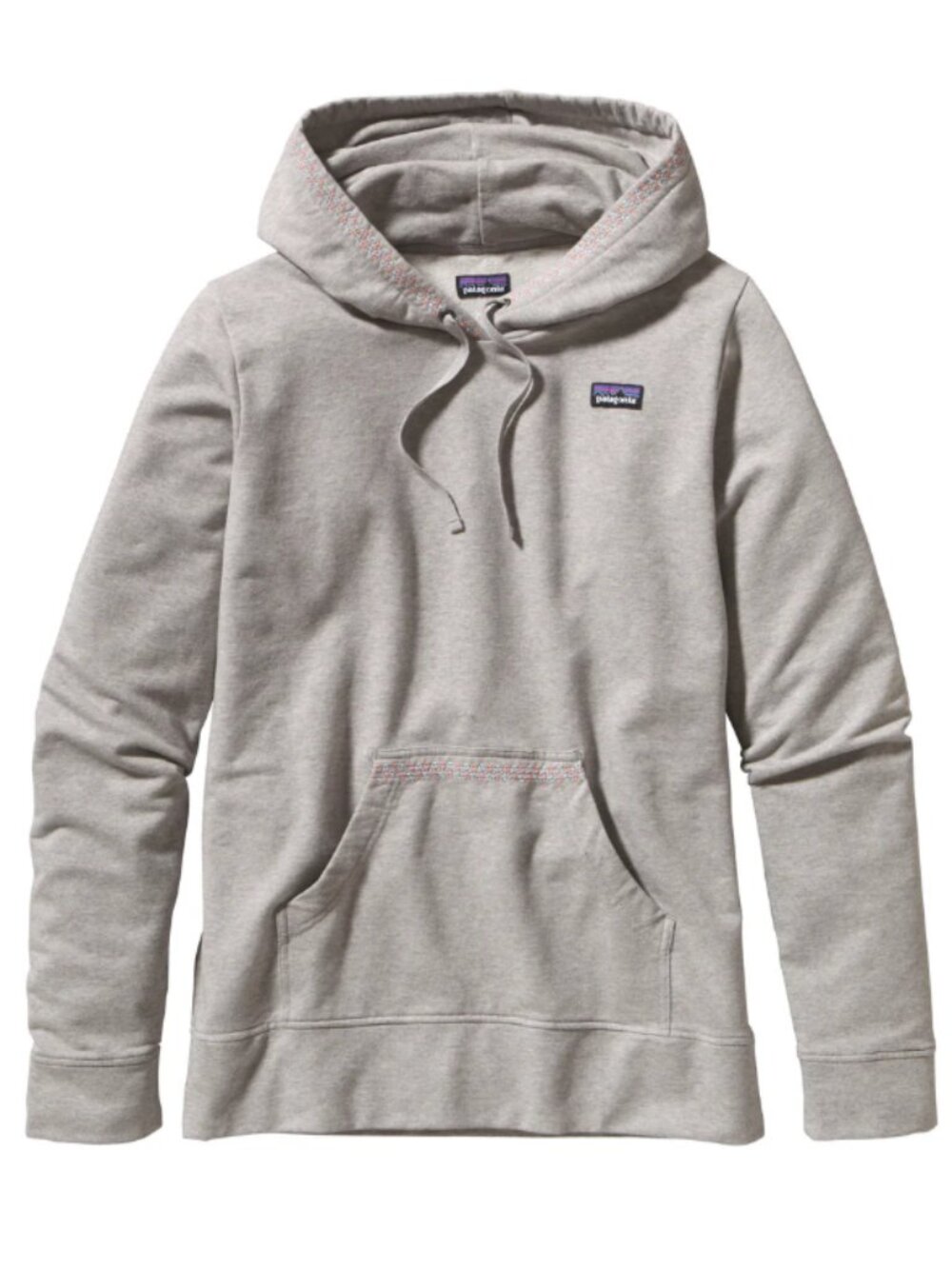 Patagonia Midweight Hooded Monk Sweatshirt, Blue/Pink Stitch Detail - Women XS
